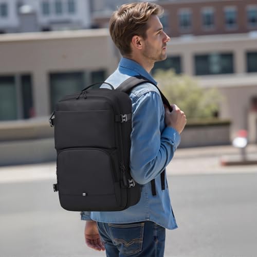 Carry On Travel Backpack 35L-40L Expandable Extra Large Light Daypack for Men and Women (Blue) Travel Backpack 35L-40L