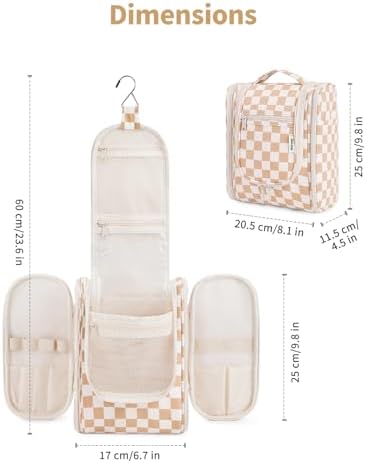 Narwey Large Blue Leaf Hanging Toiletry Bag for Women Travel and Men Cosmetics Organizers