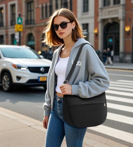 Fancy Forest KALIDI Nylon Crescent Bag Medium Casual Shoulder Crossbody Purse for Women Men Travel with External Pocket