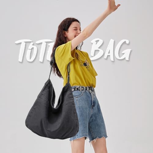 Dainaotm Canvas Tote Bag Casual Hobo Crossbody Shoulder Bag for Women Large Purse Messenger Bag Travel Work Dainaotm Can