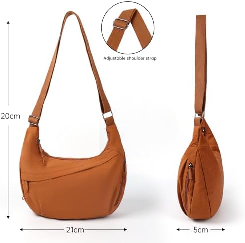 FFEDAYUN Crescent Bags for Women Casual Shoulder Handbags Multi-Pocket Lightweight Crossbody Purse Nylox Nylon Hobo Slin