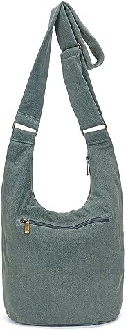 Coton Pose Women's Hippie Crossbody Bag - Top Zip Large Capacity Canvas Sling Bag - Handmade Jacquard Cloth