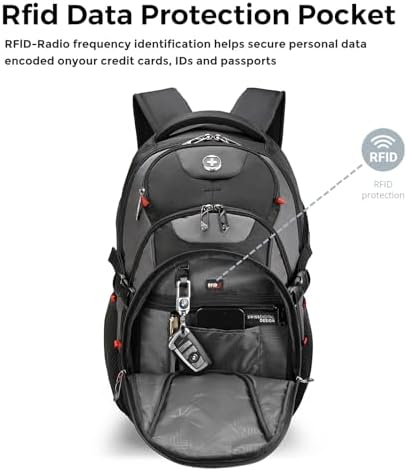 Swissdigital Design Laptop Backpack with USB Charging Port | Men's 15.6 Inches Fit 31L Travel Backpack | Blue/Black | SD
