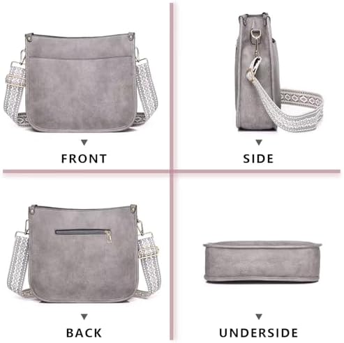 AUYOCO Vegan Leather Crossbody Bags for Women Handbag with Guitar Strap Zipped Pockets AUYOCO Vegan Leather Crossbody