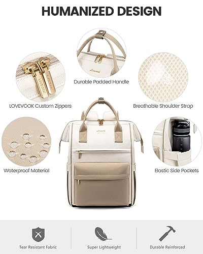 LOVEVOOK 15.6 Pouces Sac à Dos Ordinateur Portable Voyage Oeko-Tex AntiVol Étanche Voyages Travail École Kaki