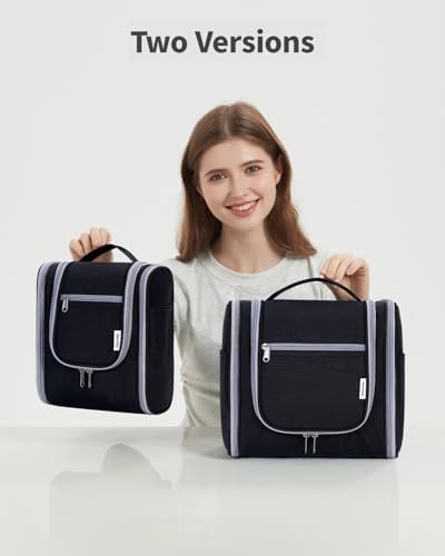 Narwey Large Blue Leaf Hanging Toiletry Bag for Women Travel and Men Cosmetics Organizers