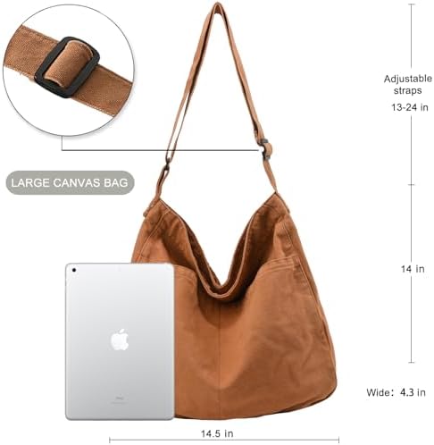 Dainaotm Canvas Tote Bag Casual Hobo Crossbody Shoulder Bag for Women Large Purse Messenger Bag Travel Work Dainaotm Can