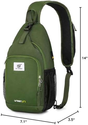 SKYSPER Anti-RFID Crossbody Sling Backpack for Women Men(Army Green) SKYSPER Travel Hiking Crossbody Bag for Women Men