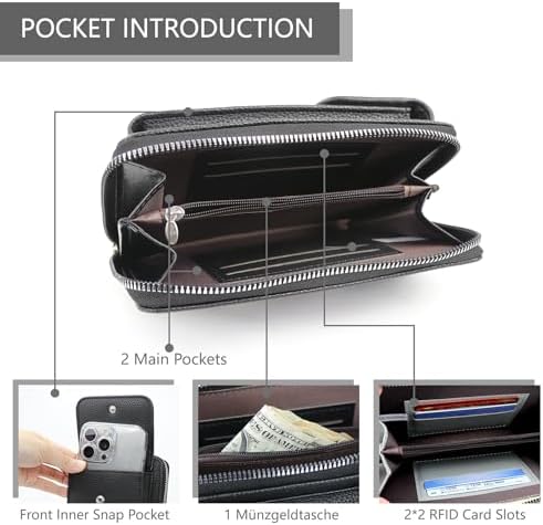 Women's Small PU Leather Crossbody Bag for Phone, 7 Inches | DBPBToU Women's PU Leather Crossbody Phone Purse, 7 Inches