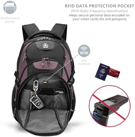 Swissdigital Design Laptop Backpack with USB Charging Port | Men's 15.6 Inches Fit 31L Travel Backpack | Blue/Black | SD