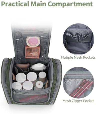 Narwey Large Blue Leaf Hanging Toiletry Bag for Women Travel and Men Cosmetics Organizers