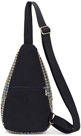 SILKAREA Embroidered Boho Small Sling Bag for Women Travel (Blue) SILKAREA Embroidered Boho Small Sling Bag for Women Ch