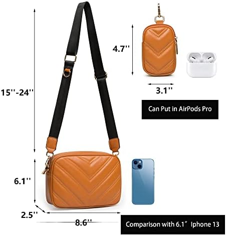 Herald Chevron Quilted Small Crossbody Bag for Women - Camera Side Shoulder Bag, 2 Sizes, Coin Purse Included Herald Che