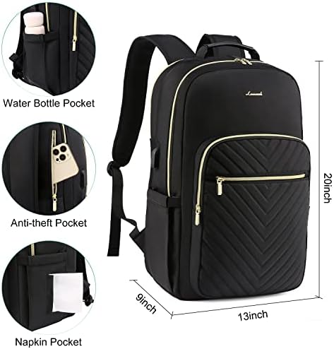 Laptop Backpack Purse for Women Work Travel Black OEKO-TEX STANDARD 100 Laptop Backpack Purse for Women College Black Qu