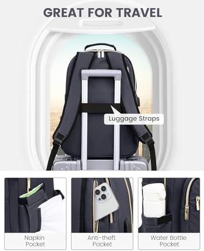 Laptop Backpack Purse for Women Work Travel Black OEKO-TEX STANDARD 100 Laptop Backpack Purse for Women College Black Qu