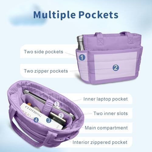 TOPDesign Lightweight Puffy Handbag for Women Travel TOPDesign Quilted Shoulder Bag for Women Work TOPDesign Puffer Tote