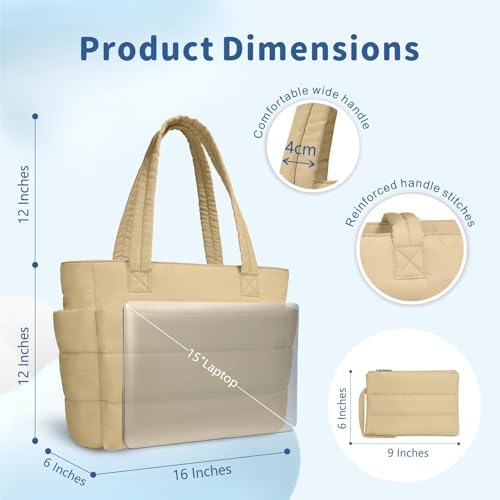 TOPDesign Lightweight Puffy Handbag for Women Travel TOPDesign Quilted Shoulder Bag for Women Work TOPDesign Puffer Tote