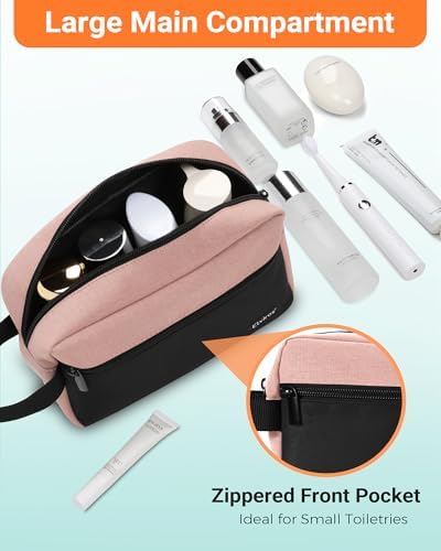 Elviros Lightweight Travel Toiletry Bag for Women and Men Travel Essentials Gifts for Men(Navy Blue) Global Recycled Sta