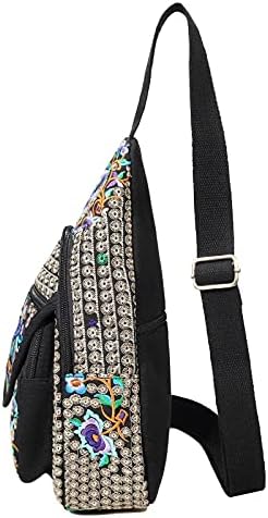 SILKAREA Embroidered Boho Small Sling Bag for Women Travel (Blue) SILKAREA Embroidered Boho Small Sling Bag for Women Ch