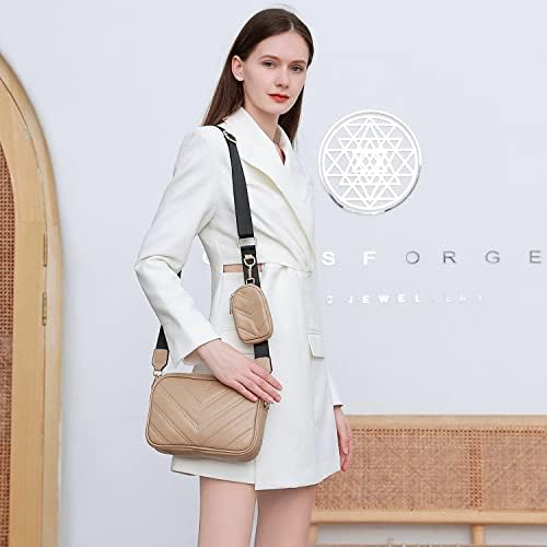 Herald Chevron Quilted Small Crossbody Bag for Women - Camera Side Shoulder Bag, 2 Sizes, Coin Purse Included Herald Che