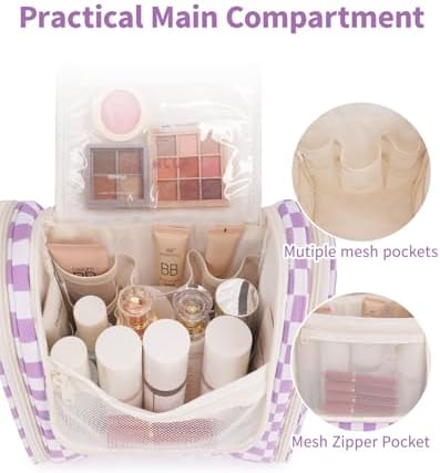 Narwey Large Blue Leaf Hanging Toiletry Bag for Women Travel and Men Cosmetics Organizers