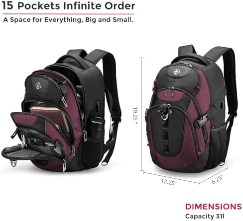 Swissdigital Design Laptop Backpack with USB Charging Port | Men's 15.6 Inches Fit 31L Travel Backpack | Blue/Black | SD