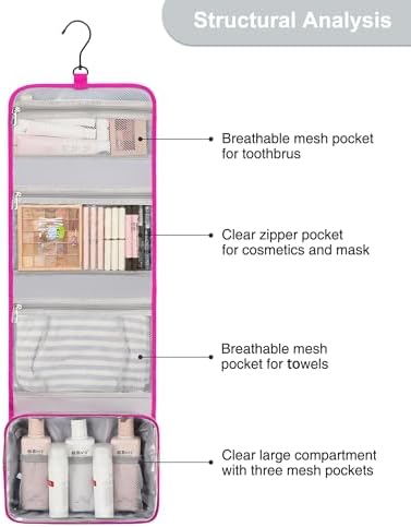 Relavel Travel Toiletry Bag for Men, Large Capacity Travel Kit, Hanging Toiletry Bag for Women