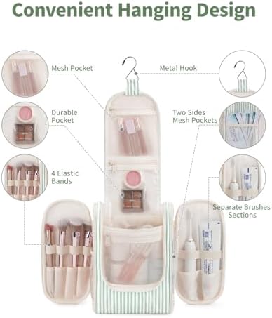 Narwey Large Blue Leaf Hanging Toiletry Bag for Women Travel and Men Cosmetics Organizers