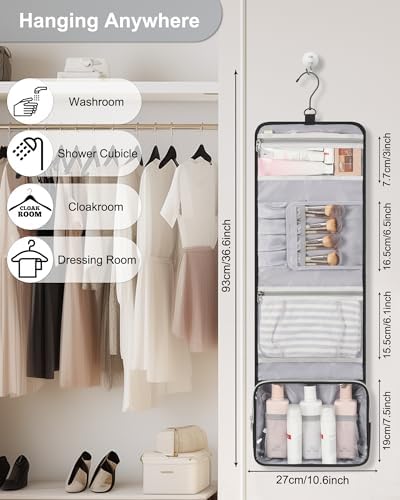 Relavel Travel Toiletry Bag for Men, Large Capacity Travel Kit, Hanging Toiletry Bag for Women