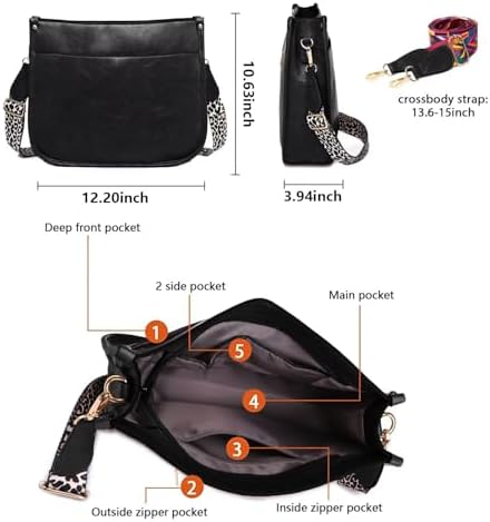 AUYOCO Vegan Leather Crossbody Bags for Women Handbag with Guitar Strap Zipped Pockets AUYOCO Vegan Leather Crossbody