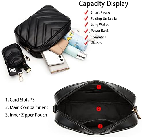 Herald Chevron Quilted Small Crossbody Bag for Women - Camera Side Shoulder Bag, 2 Sizes, Coin Purse Included Herald Che