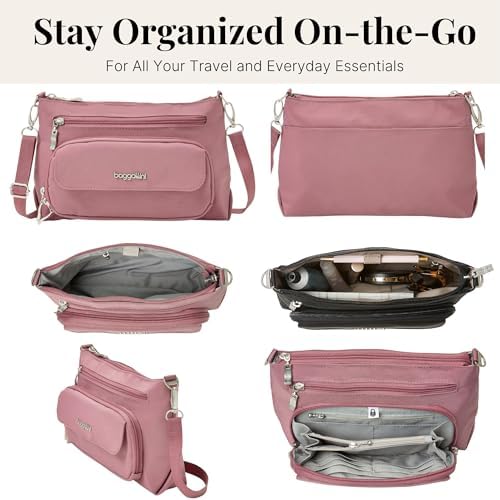 Baggallini Original RFID Protected Lightweight Nylon Zippered Travel Purse for Women ClimatePartner Certified