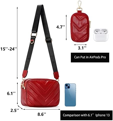 Herald Chevron Quilted Small Crossbody Bag for Women - Camera Side Shoulder Bag, 2 Sizes, Coin Purse Included Herald Che