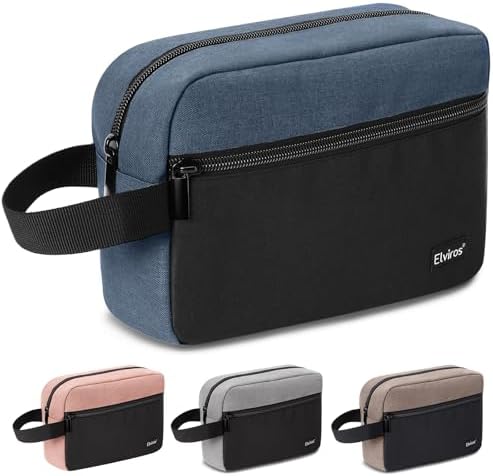 Elviros Lightweight Travel Toiletry Bag for Women and Men Travel Essentials Gifts for Men(Navy Blue) Global Recycled Sta