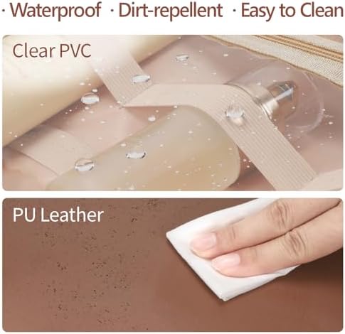 Hanging Travel Bag for Toiletries Quilted Plaid Waterproof Makeup Organizer Brown (M) Smart Large Compartments Toiletr