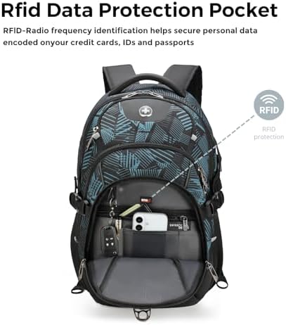 Swissdigital Design Laptop Backpack with USB Charging Port | Men's 15.6 Inches Fit 31L Travel Backpack | Blue/Black | SD