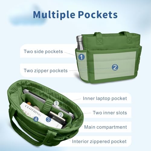 TOPDesign Lightweight Puffy Handbag for Women Travel TOPDesign Quilted Shoulder Bag for Women Work TOPDesign Puffer Tote