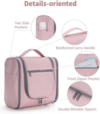 Narwey Large Blue Leaf Hanging Toiletry Bag for Women Travel and Men Cosmetics Organizers