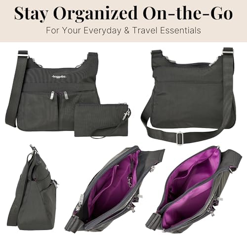 Baggallini Cross Over Crossbody Women Lightweight Water-Resistant Nylon Organized Travel Bag Purse