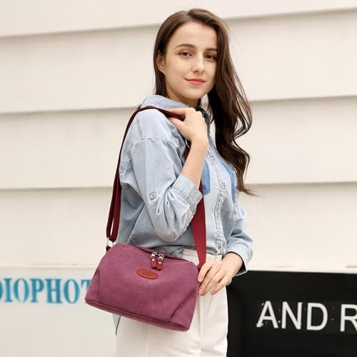 Sunshinejing Lightweight Crossbody Bag for Women | Casual Purses for Daily Travel | Small Canvas Bag with Adjustable Str