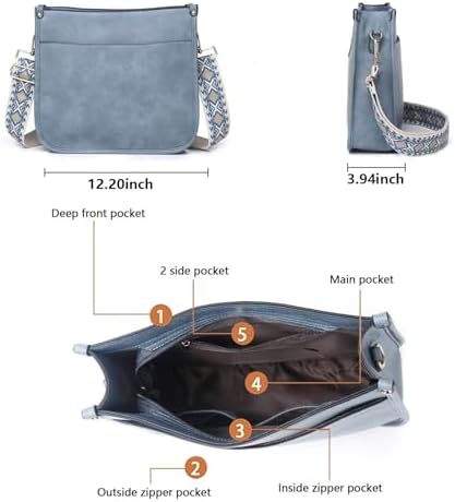 AUYOCO Vegan Leather Crossbody Bags for Women Handbag with Guitar Strap Zipped Pockets AUYOCO Vegan Leather Crossbody