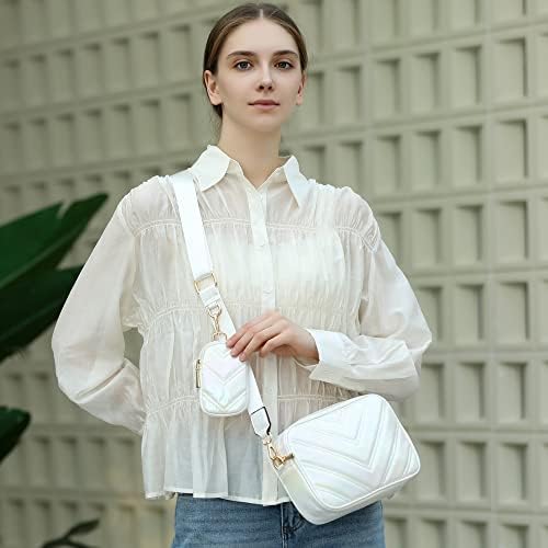 Herald Chevron Quilted Small Crossbody Bag for Women - Camera Side Shoulder Bag, 2 Sizes, Coin Purse Included Herald Che