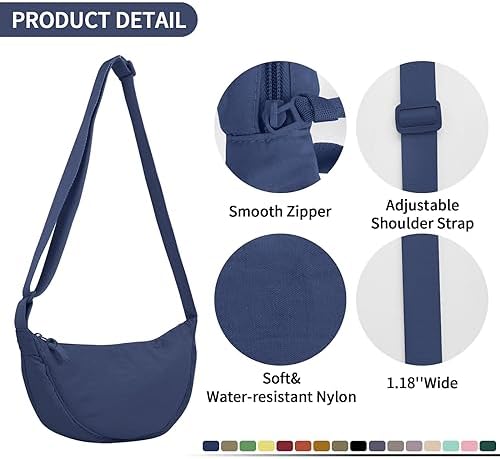 EVGLOW Nylon Crescent Crossbody Bag - Trendy Women's Travel Sling Bag EVGLOW Nylon Crescent Crossbody Bag - Small Men's