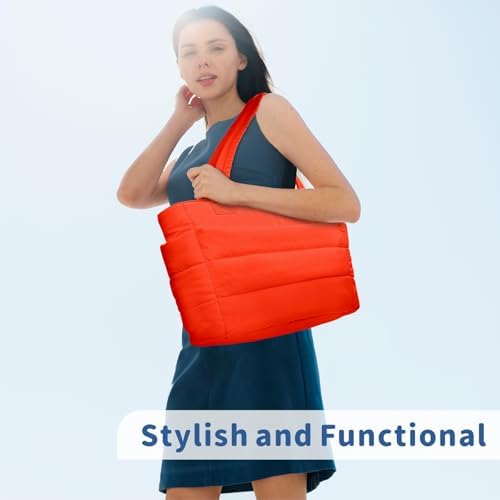TOPDesign Lightweight Puffy Handbag for Women Travel TOPDesign Quilted Shoulder Bag for Women Work TOPDesign Puffer Tote