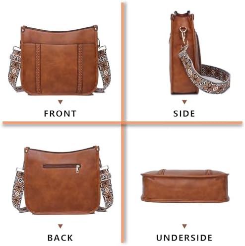 AUYOCO Vegan Leather Crossbody Bags for Women Handbag with Guitar Strap Zipped Pockets AUYOCO Vegan Leather Crossbody