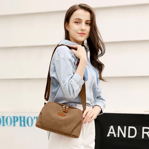 Sunshinejing Lightweight Crossbody Bag for Women | Casual Purses for Daily Travel | Small Canvas Bag with Adjustable Str