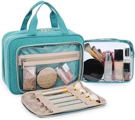 Toiletry Bag Smart Hanging Travel Makeup Organizer TSA Approved Transparent | Travel Makeup Organizer with Hanging Feat