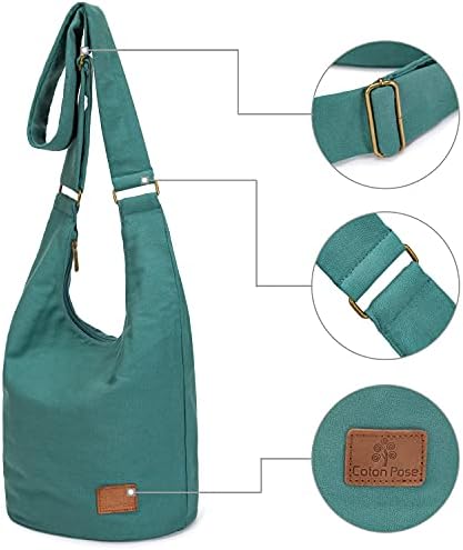 Coton Pose Women's Hippie Crossbody Bag - Top Zip Large Capacity Canvas Sling Bag - Handmade Jacquard Cloth