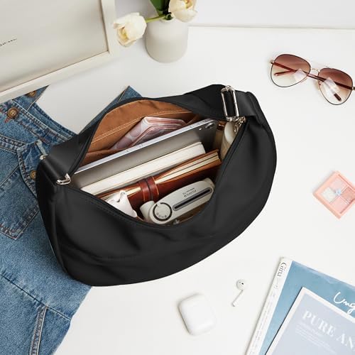 Fancy Forest KALIDI Nylon Crescent Bag Medium Casual Shoulder Crossbody Purse for Women Men Travel with External Pocket