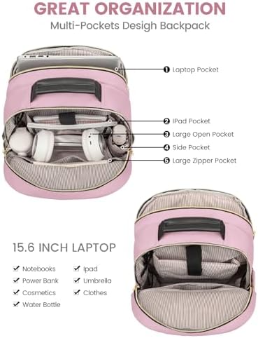 Laptop Backpack Purse for Women Work Travel Black OEKO-TEX STANDARD 100 Laptop Backpack Purse for Women College Black Qu